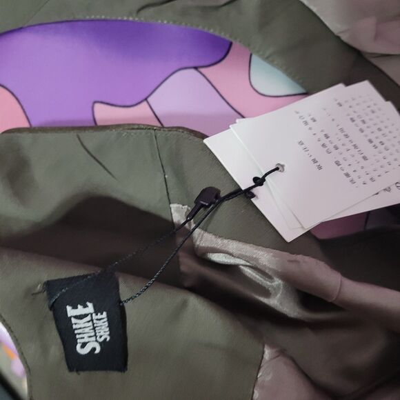 Womens Green Vest Small Tailored Bling Rhinestone Y2K Japan Fashion Festival Top - Picture 2 of 12